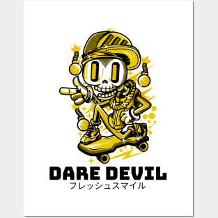 Dare Devil Skeleton Skateboarder Posters and Art